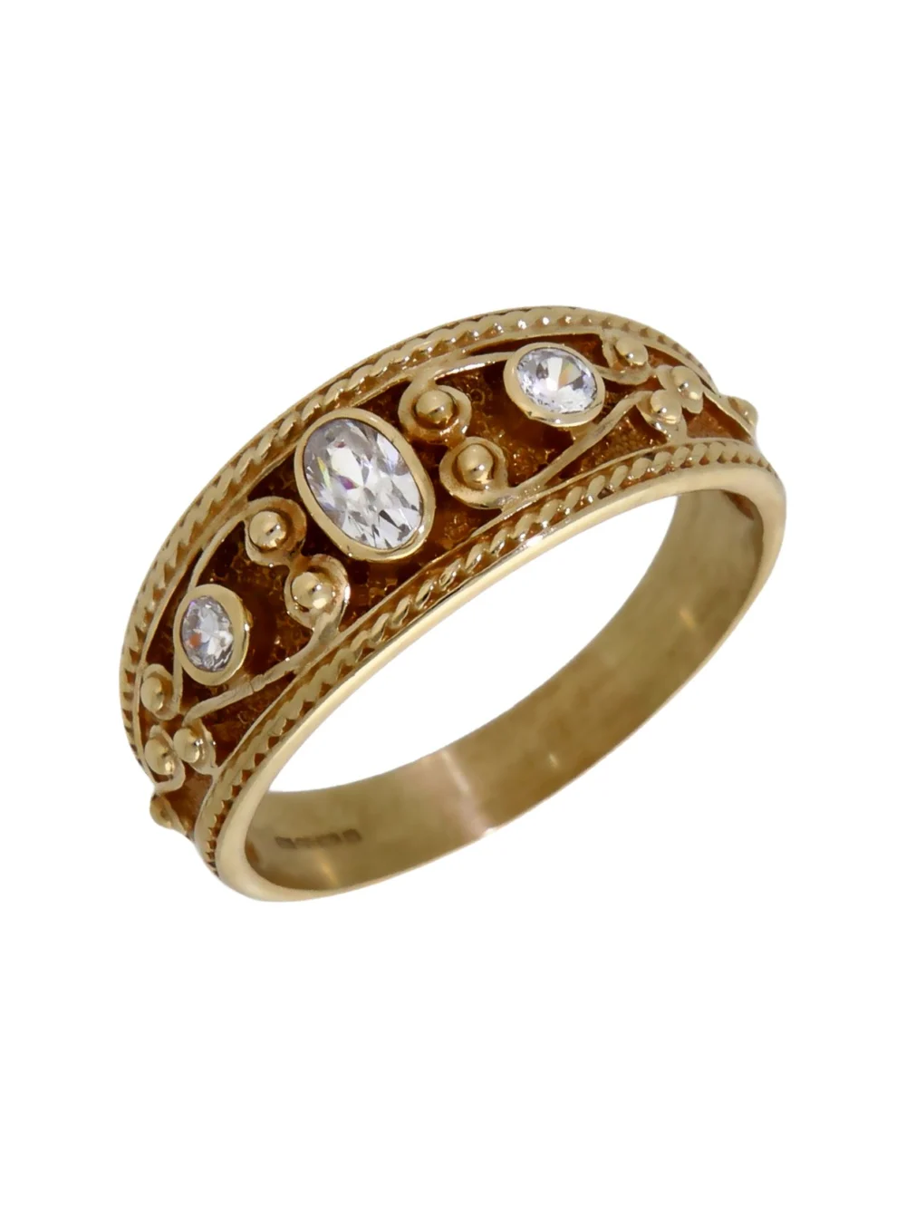 William May 9ct Yellow Gold Cubic Zirconia Set Beaded Dress Ring