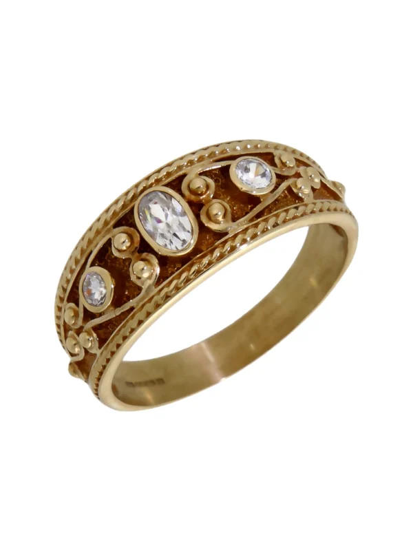 William May 9ct Yellow Gold Cubic Zirconia Set Beaded Dress Ring