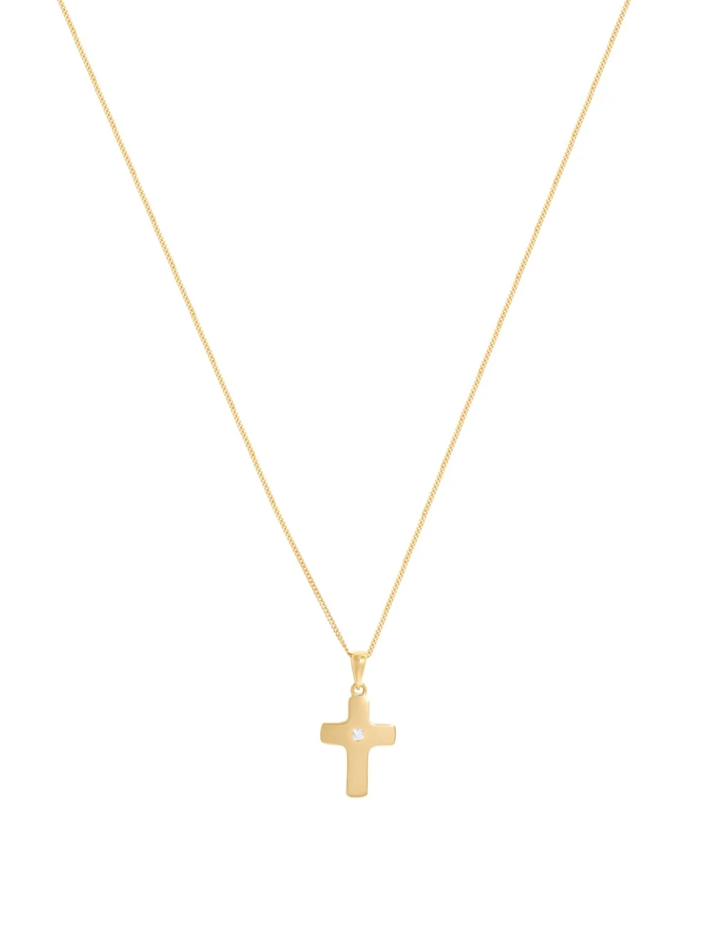 William May 9ct Yellow Gold Cubic Zirconia Set Cross & 18" Necklace