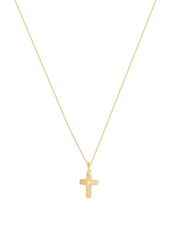 William May 9ct Yellow Gold Cubic Zirconia Set Cross & 18" Necklace