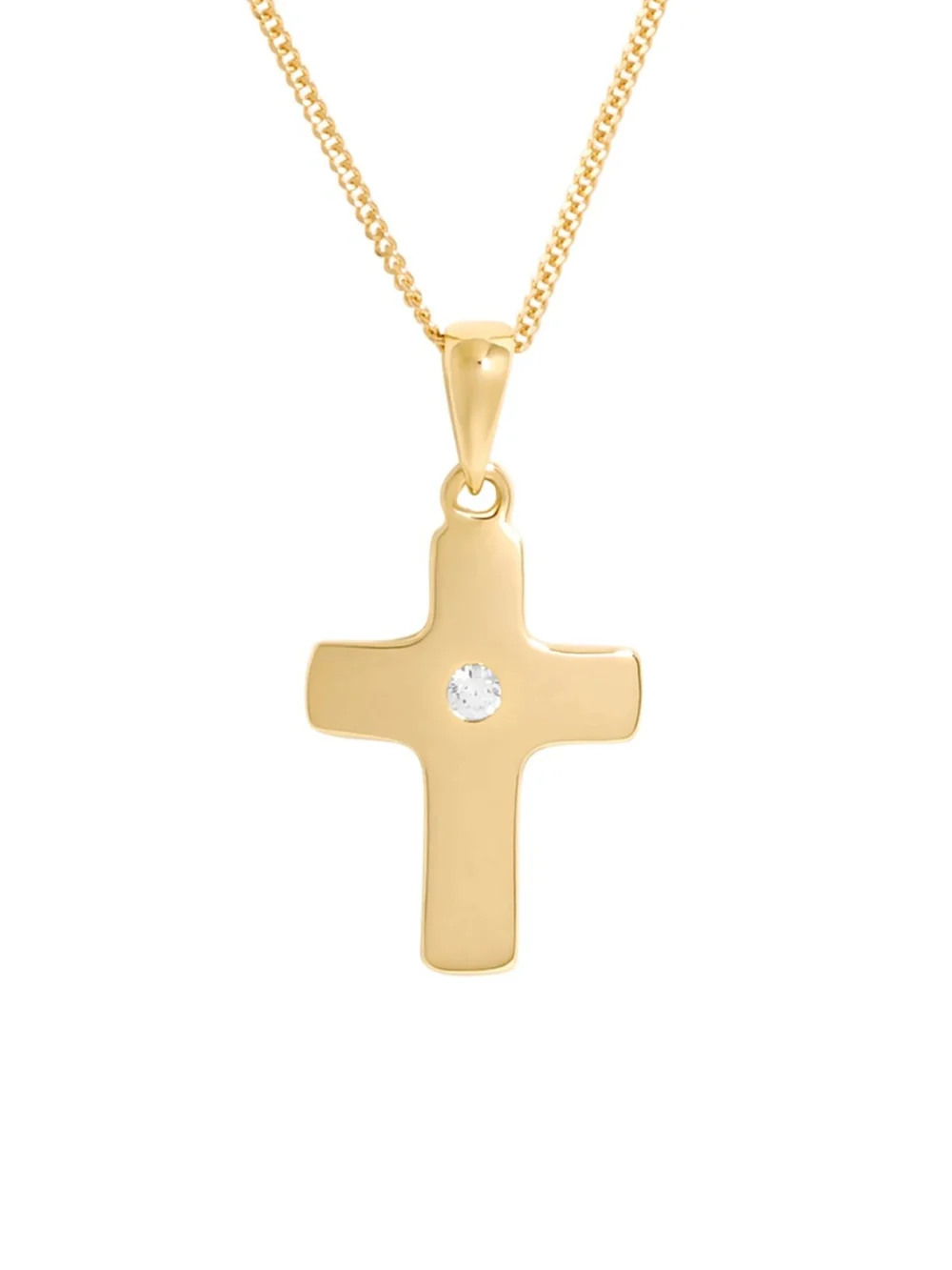 William May 9ct Yellow Gold Cubic Zirconia Set Cross & 18" Necklace, view 2