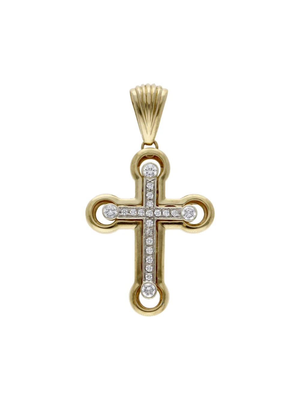 William May 9ct Yellow Gold Cubic Zirconia Set Large Cross Pendant