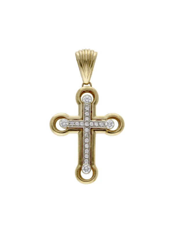 William May 9ct Yellow Gold Cubic Zirconia Set Large Cross Pendant