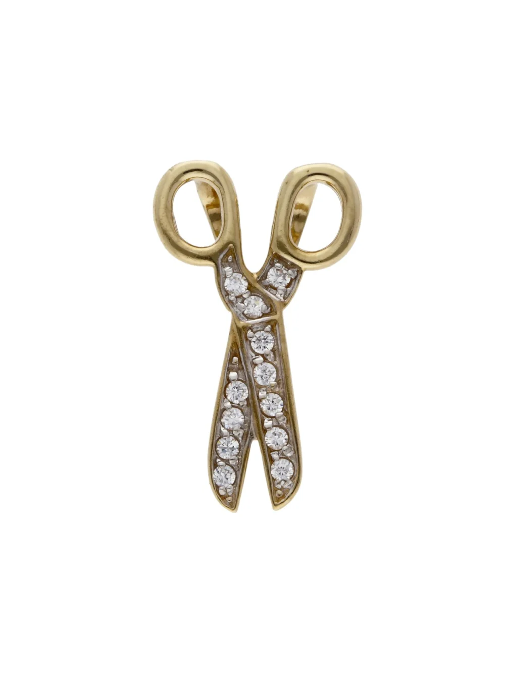 William May 9ct Yellow Gold Cubic Zirconia Set Scissors Pendant