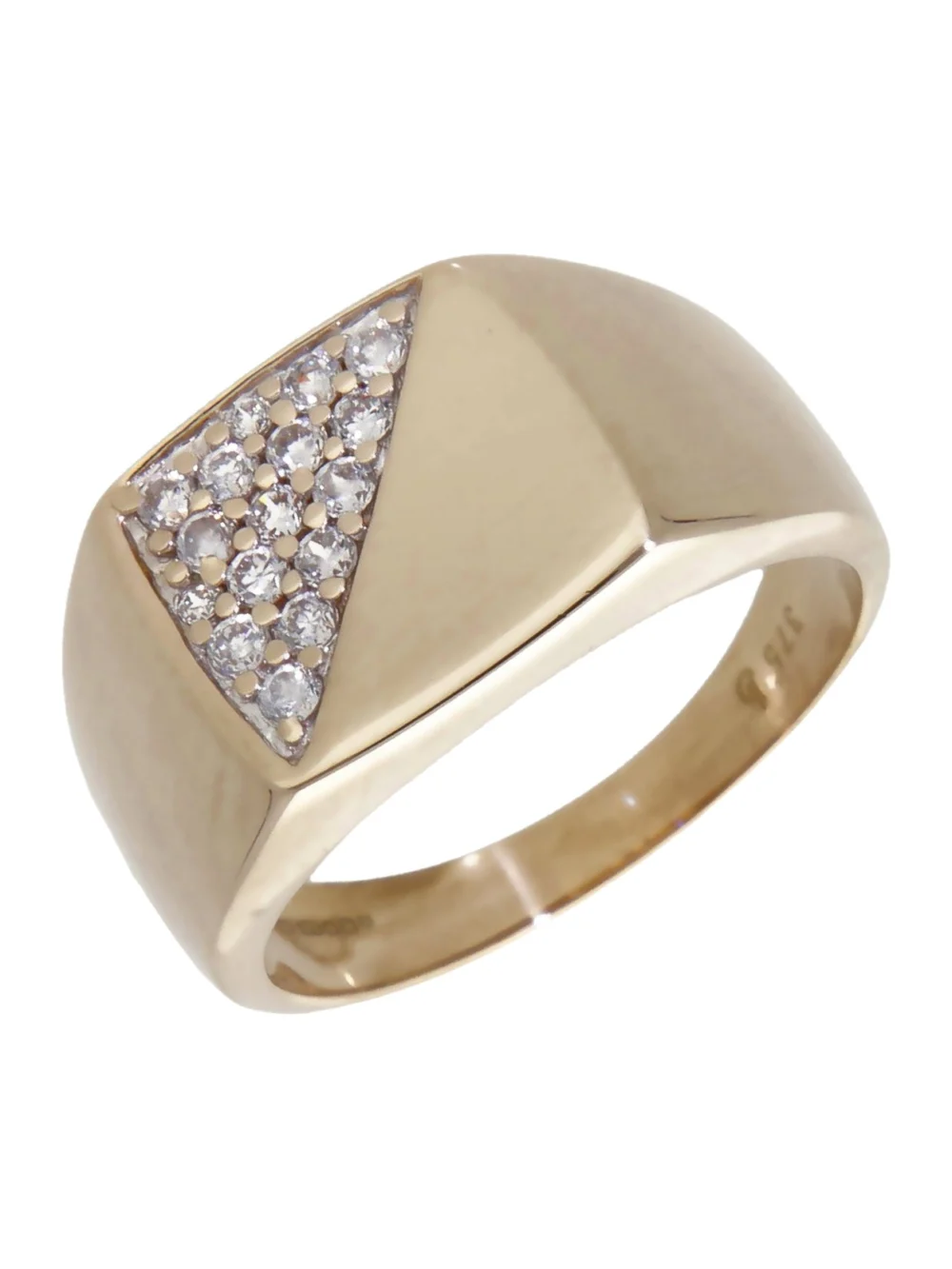 William May 9ct Yellow Gold Cubic Zirconia Set Signet Ring