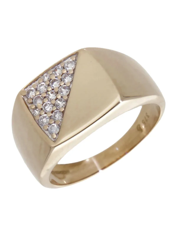 William May 9ct Yellow Gold Cubic Zirconia Set Signet Ring