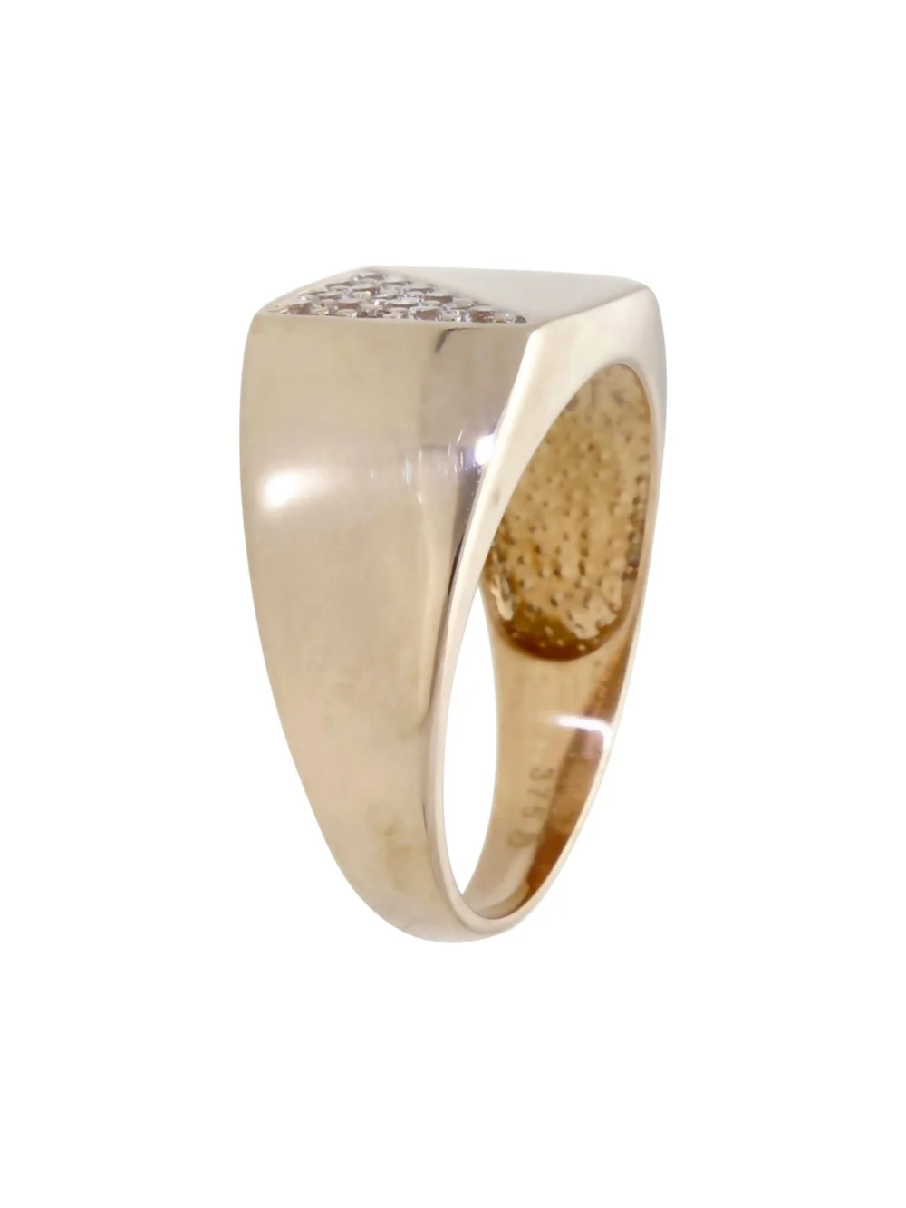 William May 9ct Yellow Gold Cubic Zirconia Set Signet Ring, view 2