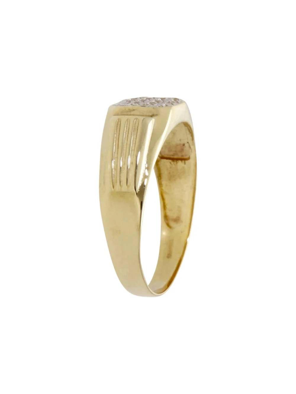 William May 9ct Yellow Gold Cubic Zirconia Signet Ring, view 2
