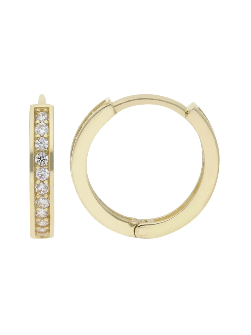 William May 9ct Yellow Gold Cubic Zirconia Small Huggie Hoop Earrings, view 2