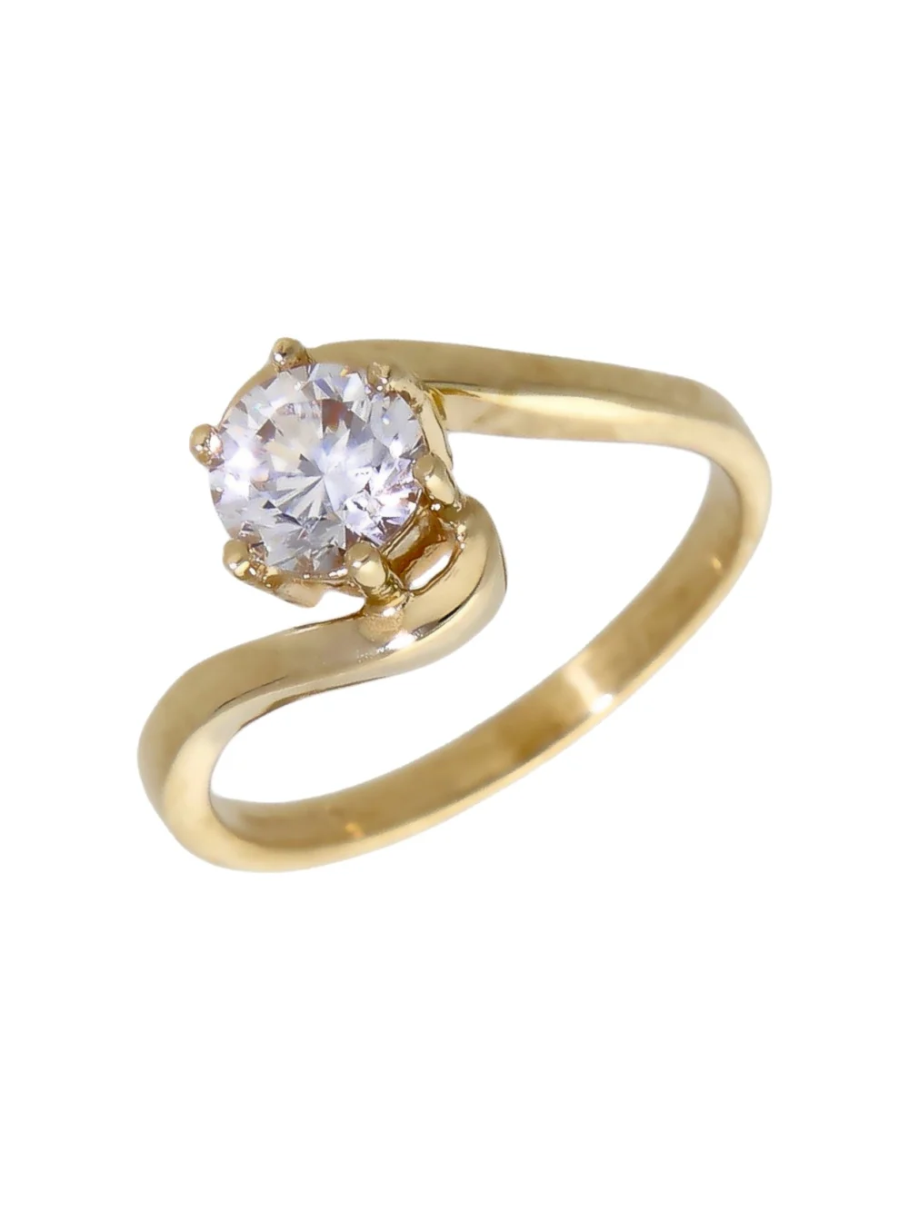 William May 9ct Yellow Gold Cubic Zirconia Solitaire Twist Ring