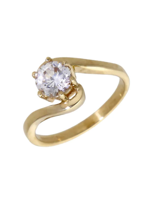 William May 9ct Yellow Gold Cubic Zirconia Solitaire Twist Ring