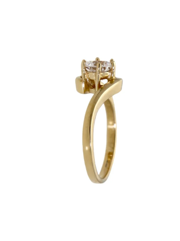 William May 9ct Yellow Gold Cubic Zirconia Solitaire Twist Ring