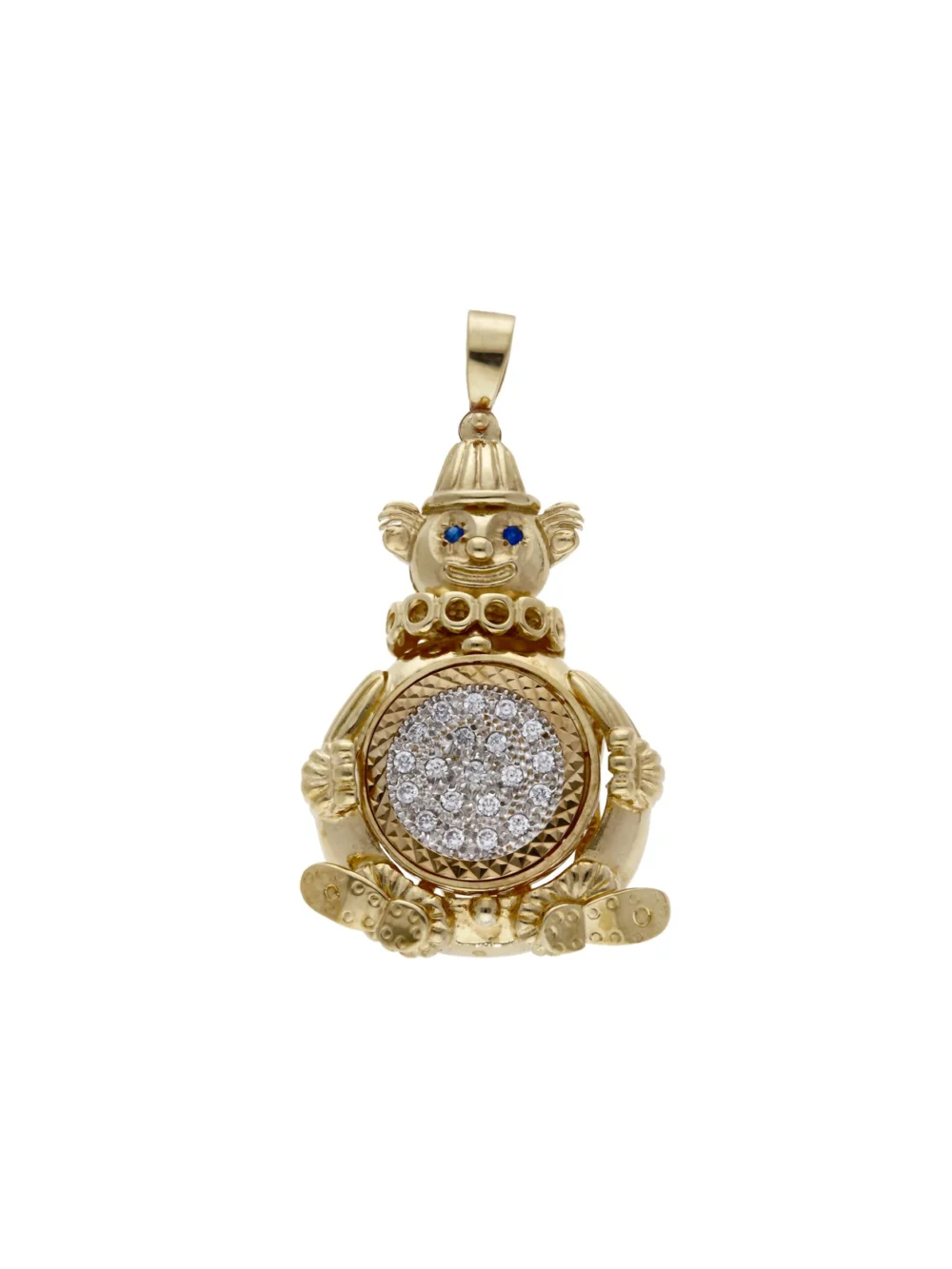 William May 9ct Yellow Gold Cubic Zirconia Spinner Clown Pendant