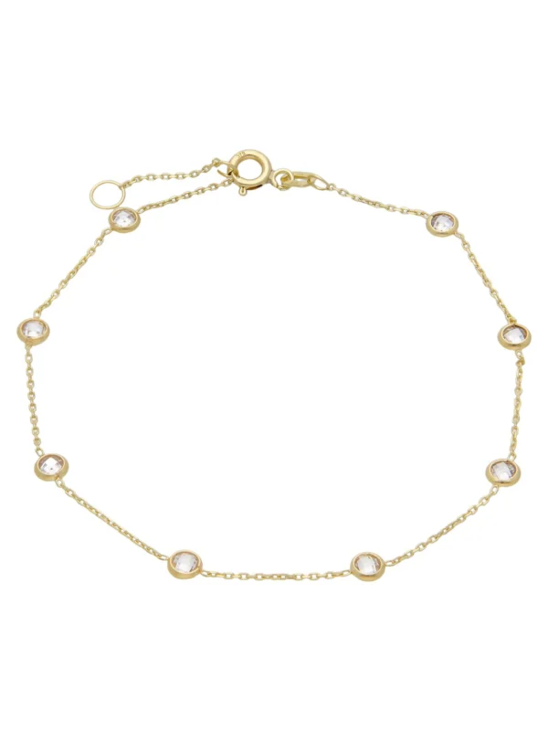 William May 9ct Yellow Gold Cubic Zirconia Station Bracelet