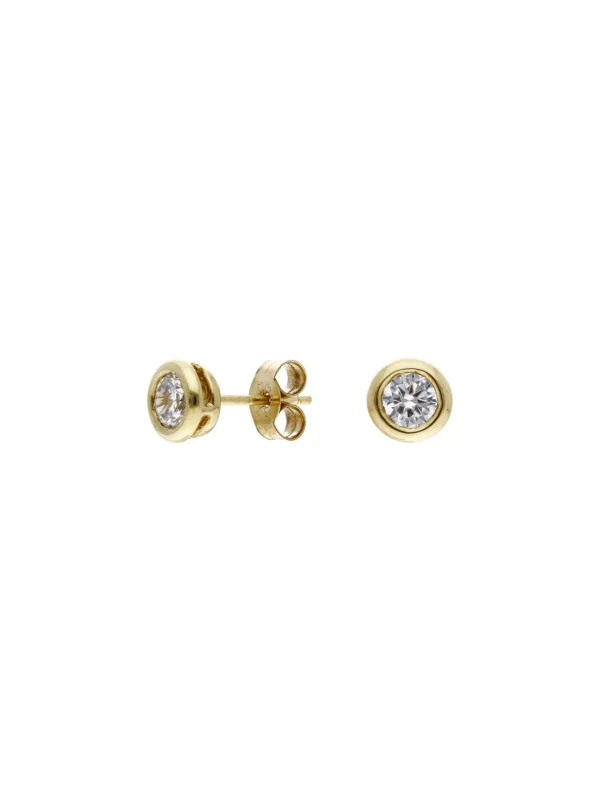 William May 9ct Yellow Gold Cubic Zirconia Stud Earrings