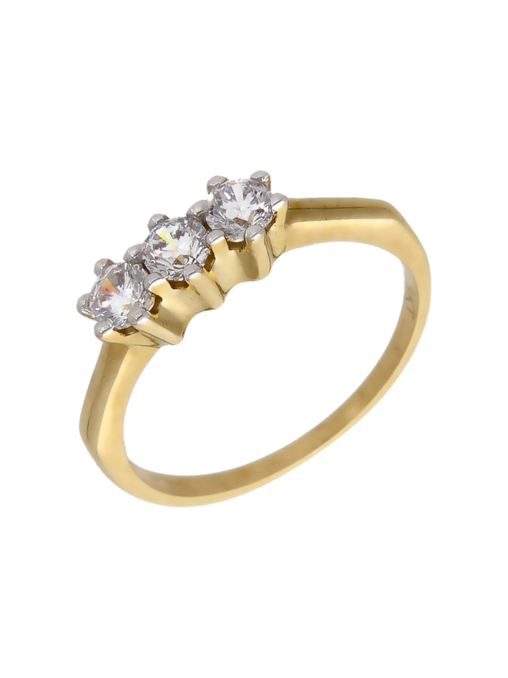 William May 9ct Yellow Gold Cubic Zirconia Trilogy Ring