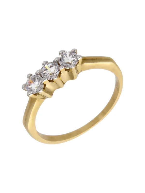 William May 9ct Yellow Gold Cubic Zirconia Trilogy Ring