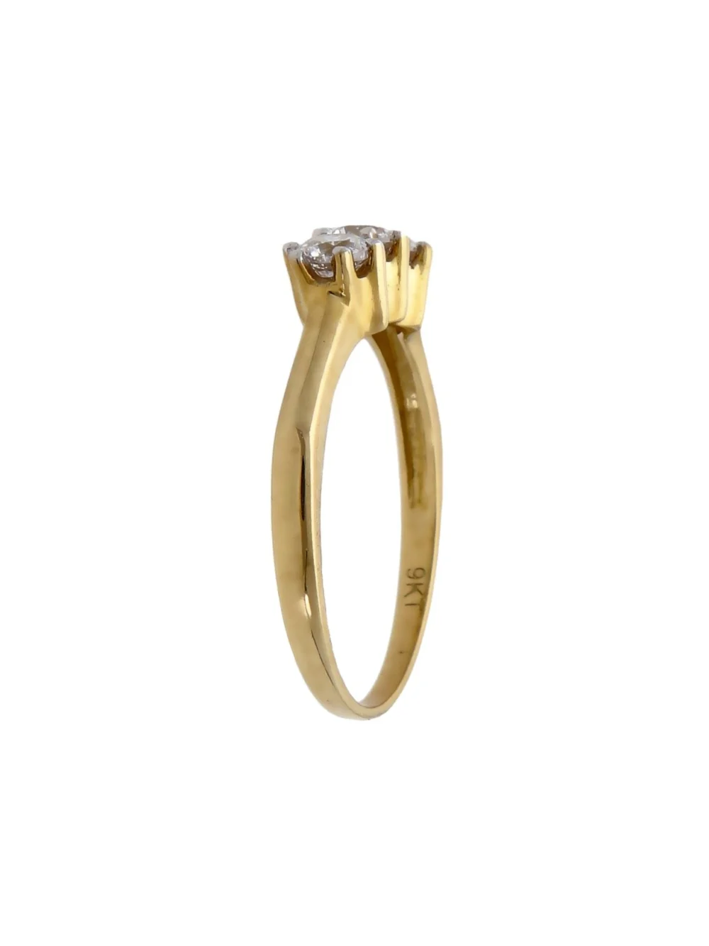 William May 9ct Yellow Gold Cubic Zirconia Trilogy Ring, view 2