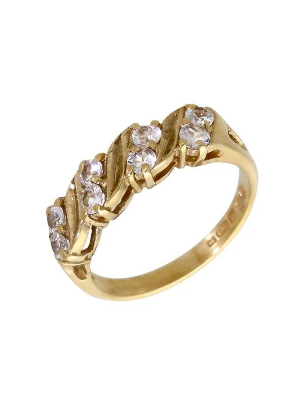 William May 9ct Yellow Gold Cubic Zirconia Wave Ring