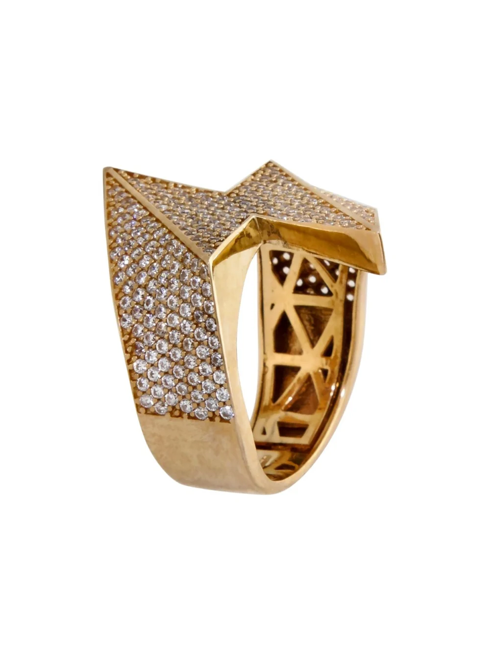 William May 9ct Yellow Gold Cubic Zirconia Zigzag Dress Ring, view 2