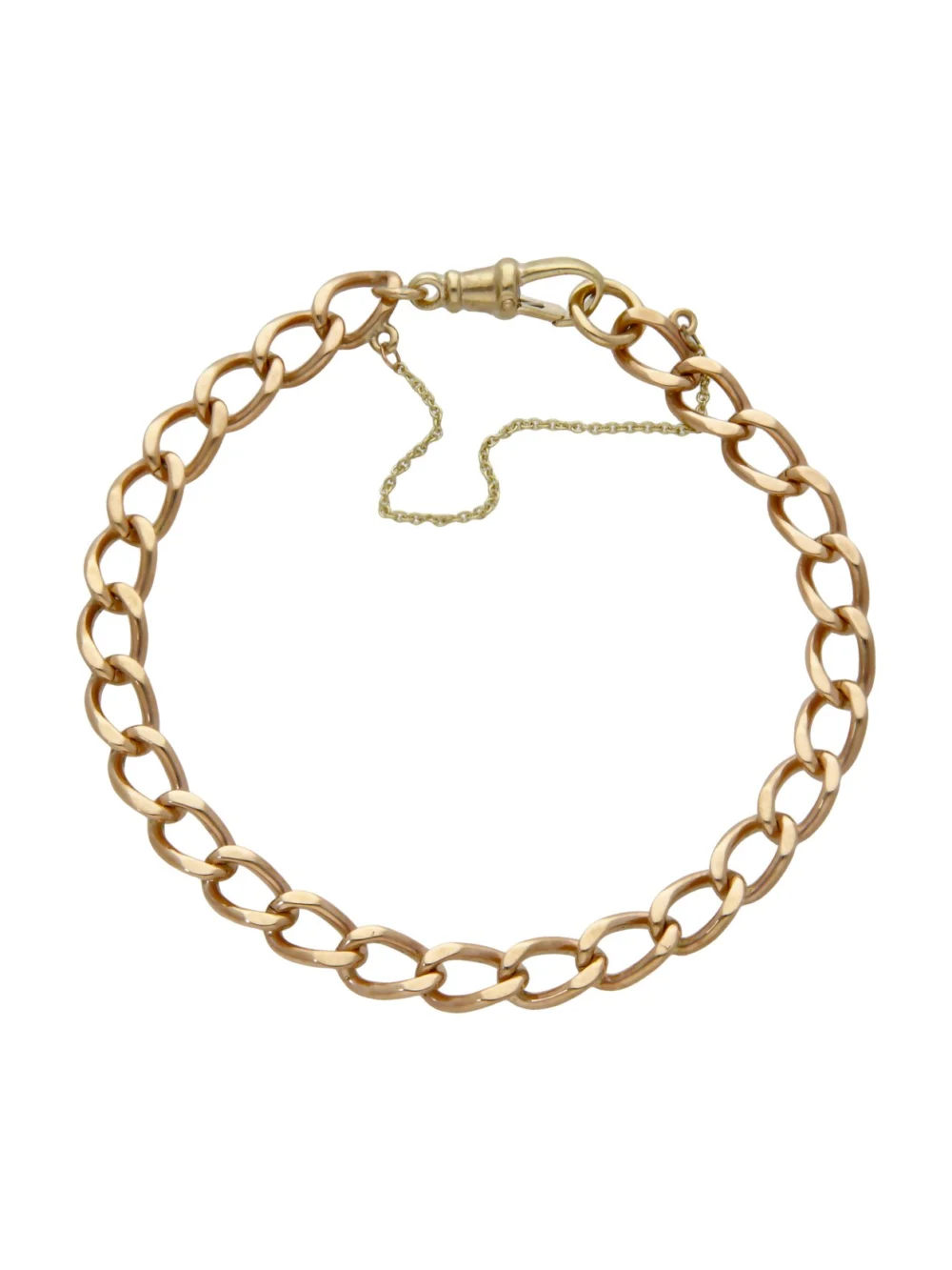 William May 9ct Yellow Gold Curb Bracelet & Safety Chain