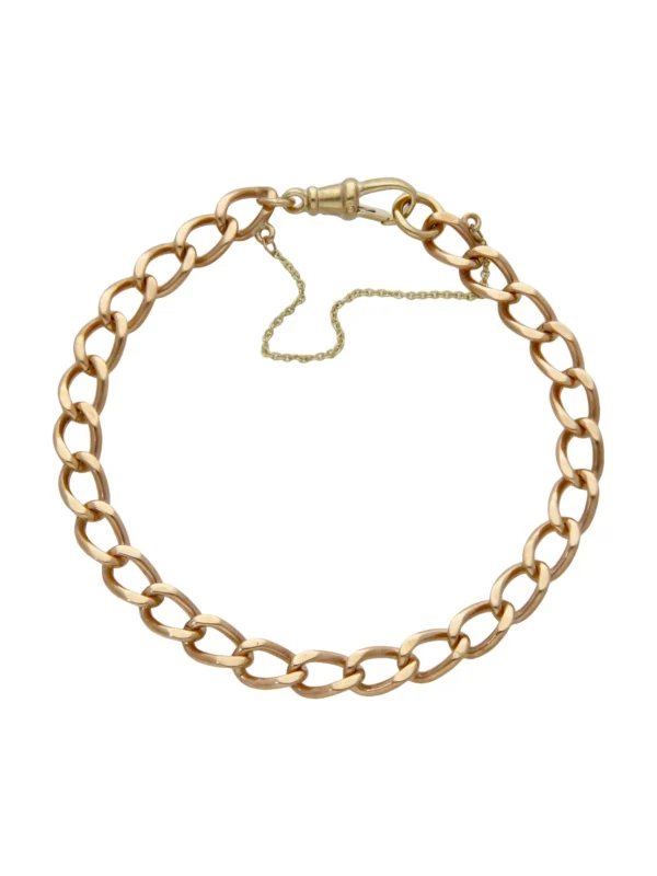 William May 9ct Yellow Gold Curb Bracelet & Safety Chain