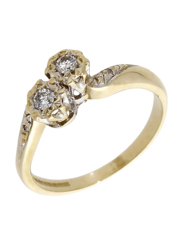 William May 9ct Yellow Gold Diamond 2 Stone Twist Ring