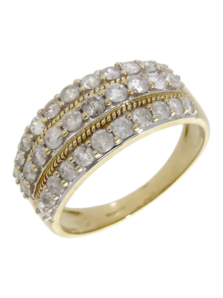 William May 9ct Yellow Gold Diamond 3 Row Dress Ring