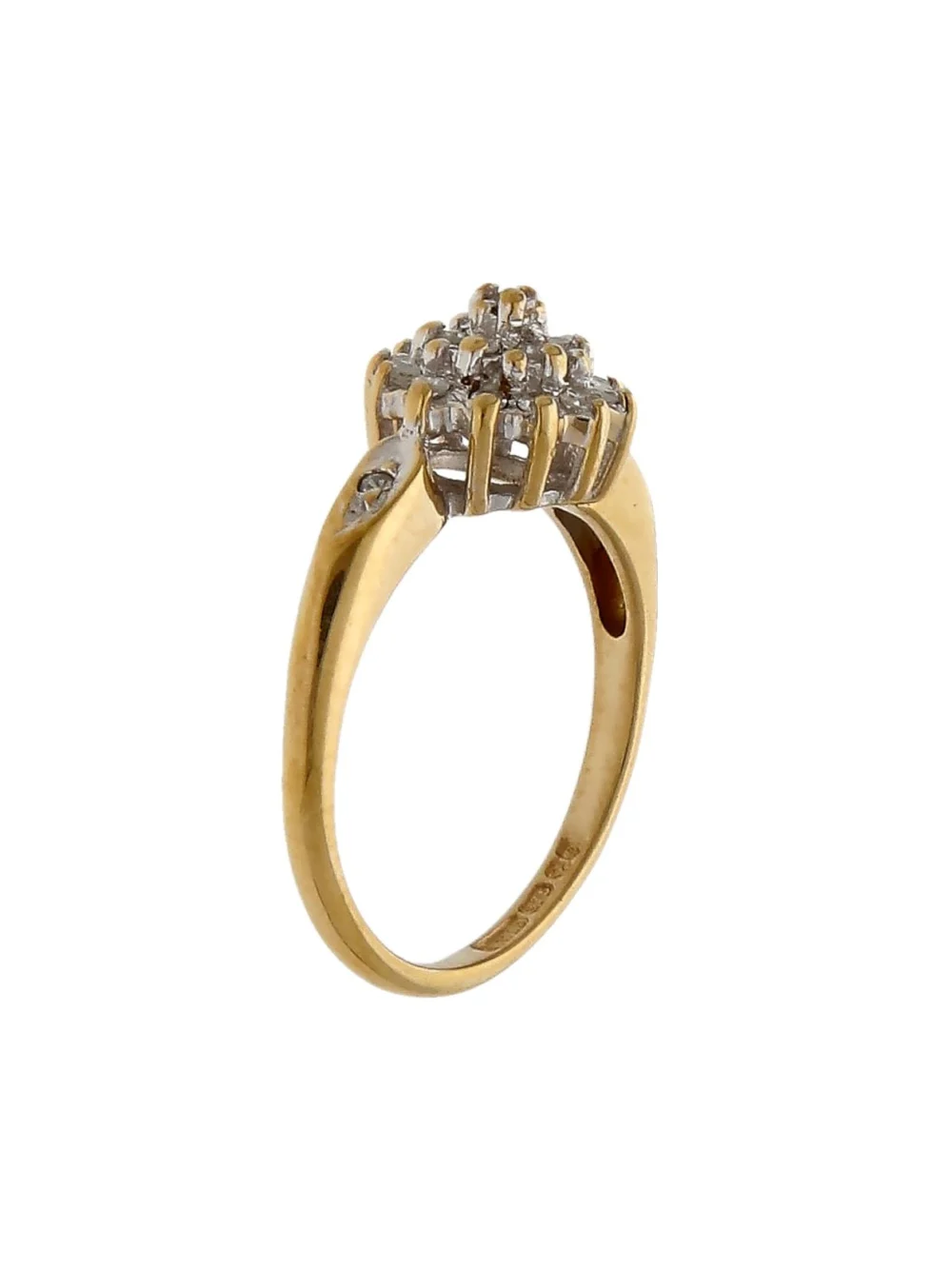 William May 9ct Yellow Gold Diamond Cluster Ring, view 2