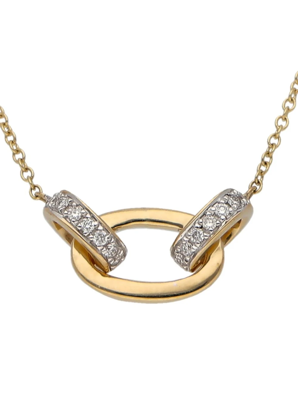 William May 9ct Yellow Gold Diamond Links 15.5" Necklace, view 2