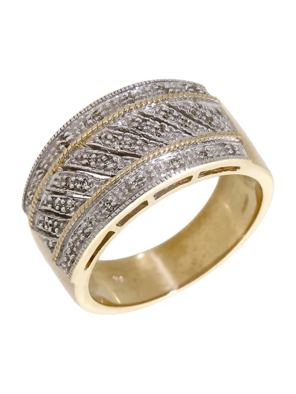 William May 9ct Yellow Gold Diamond Set Fancy Band Dress Ring