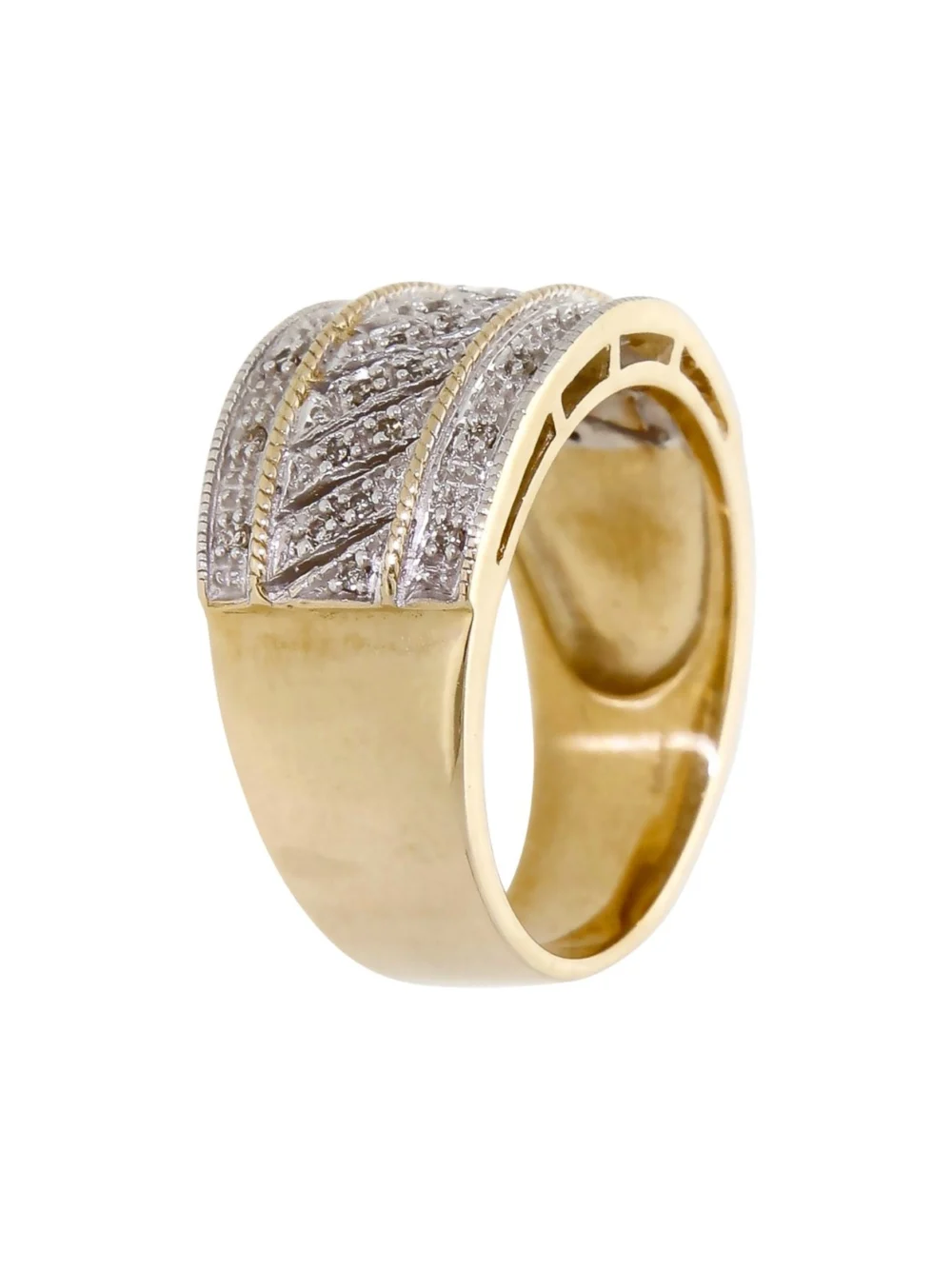 William May 9ct Yellow Gold Diamond Set Fancy Band Dress Ring, view 2