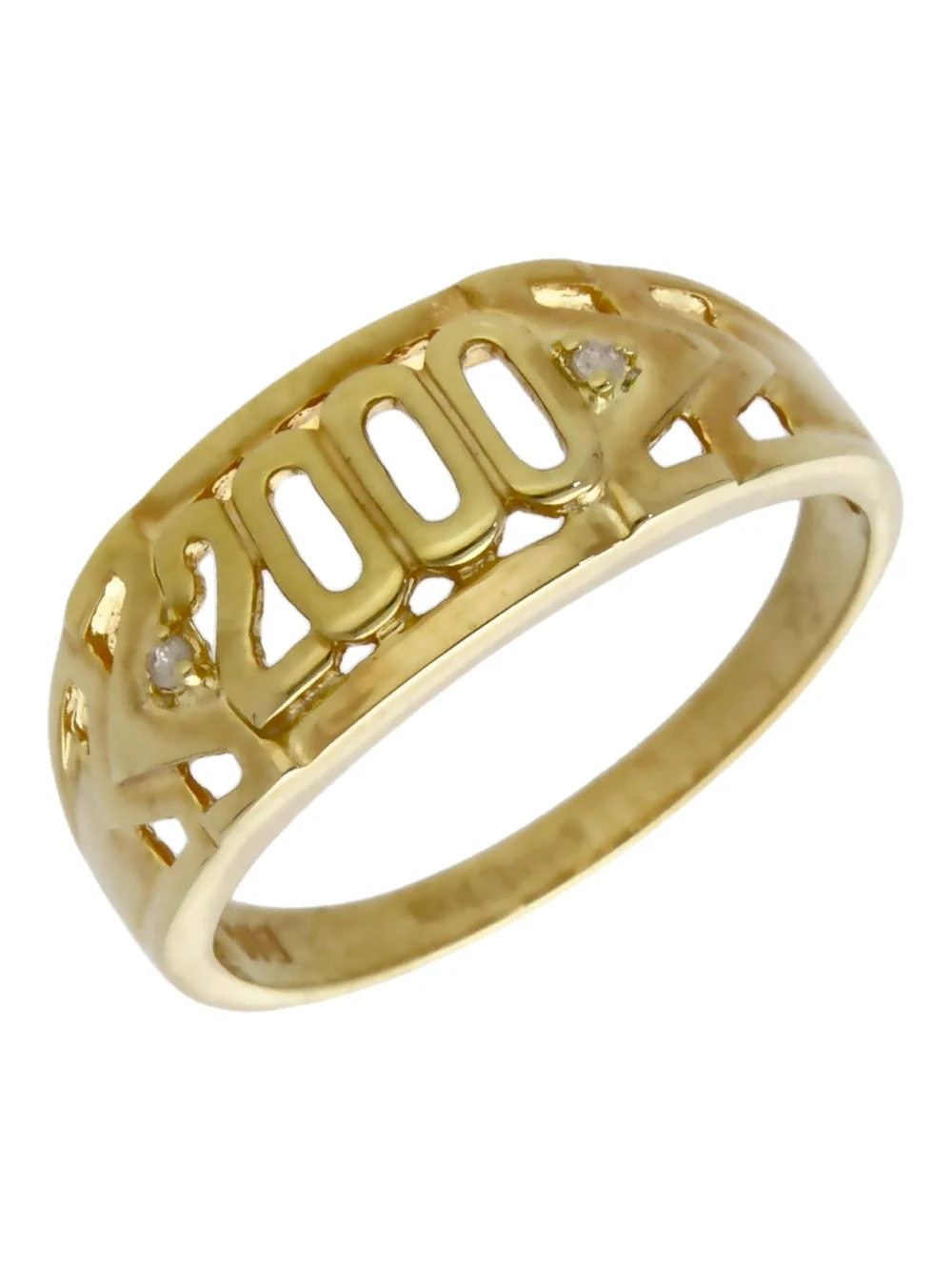 William May 9ct Yellow Gold Diamond Set Millenium 2000 Signet Ring