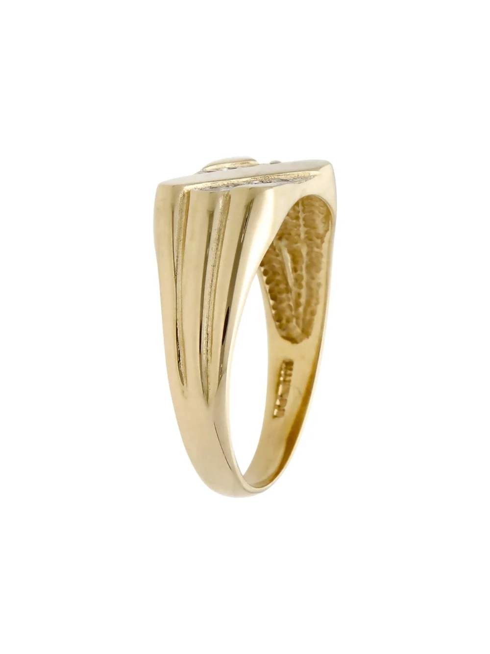 William May 9ct Yellow Gold Diamond Set Rectangle Signet Ring, view 2