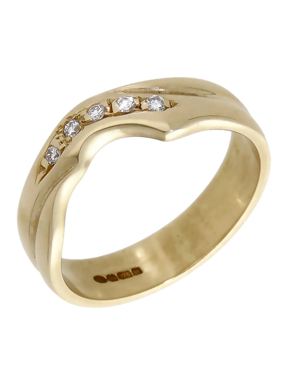 William May 9ct Yellow Gold Diamond Set Shaped Band Ring