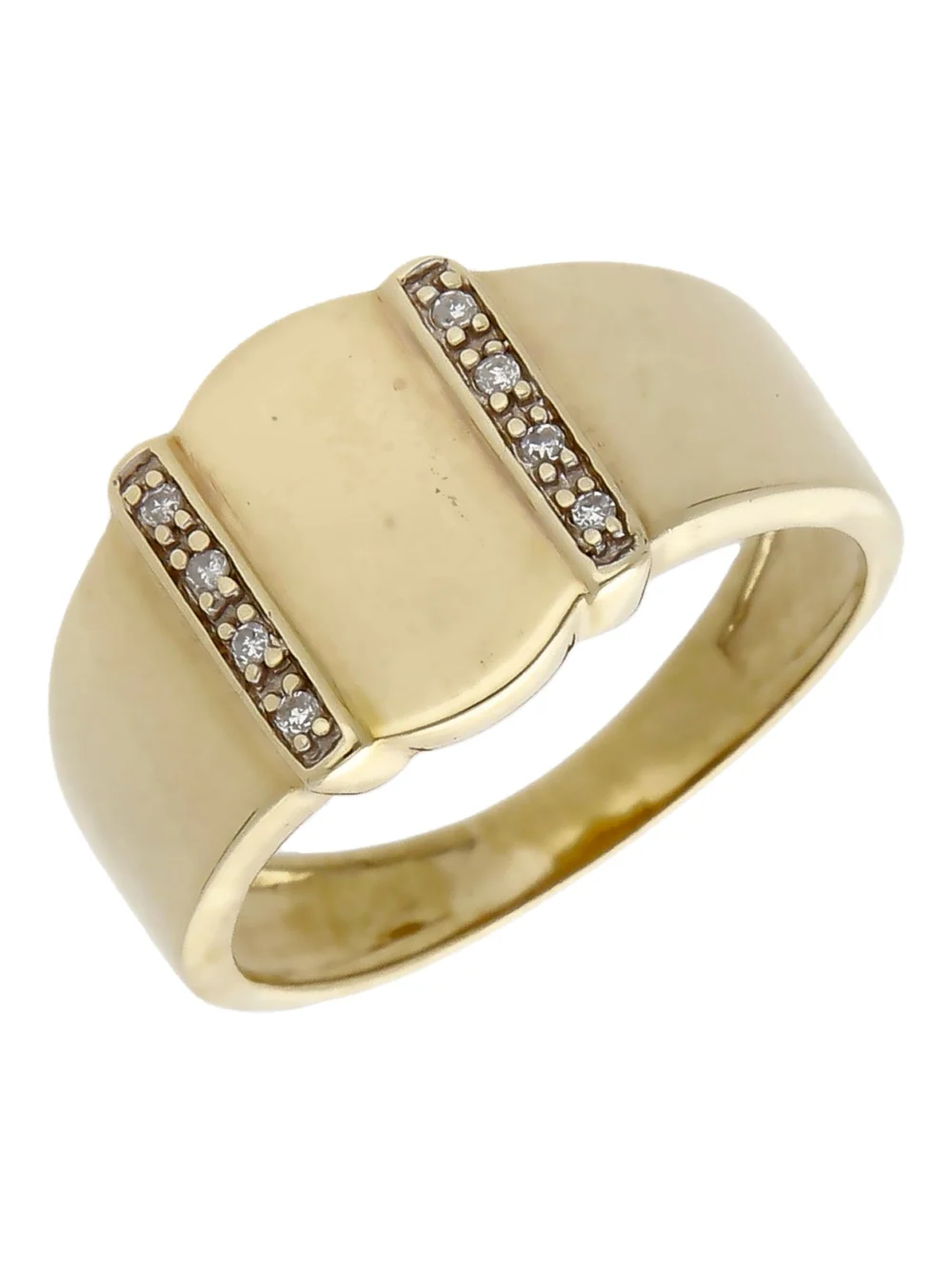 William May 9ct Yellow Gold Diamond Set Signet Ring