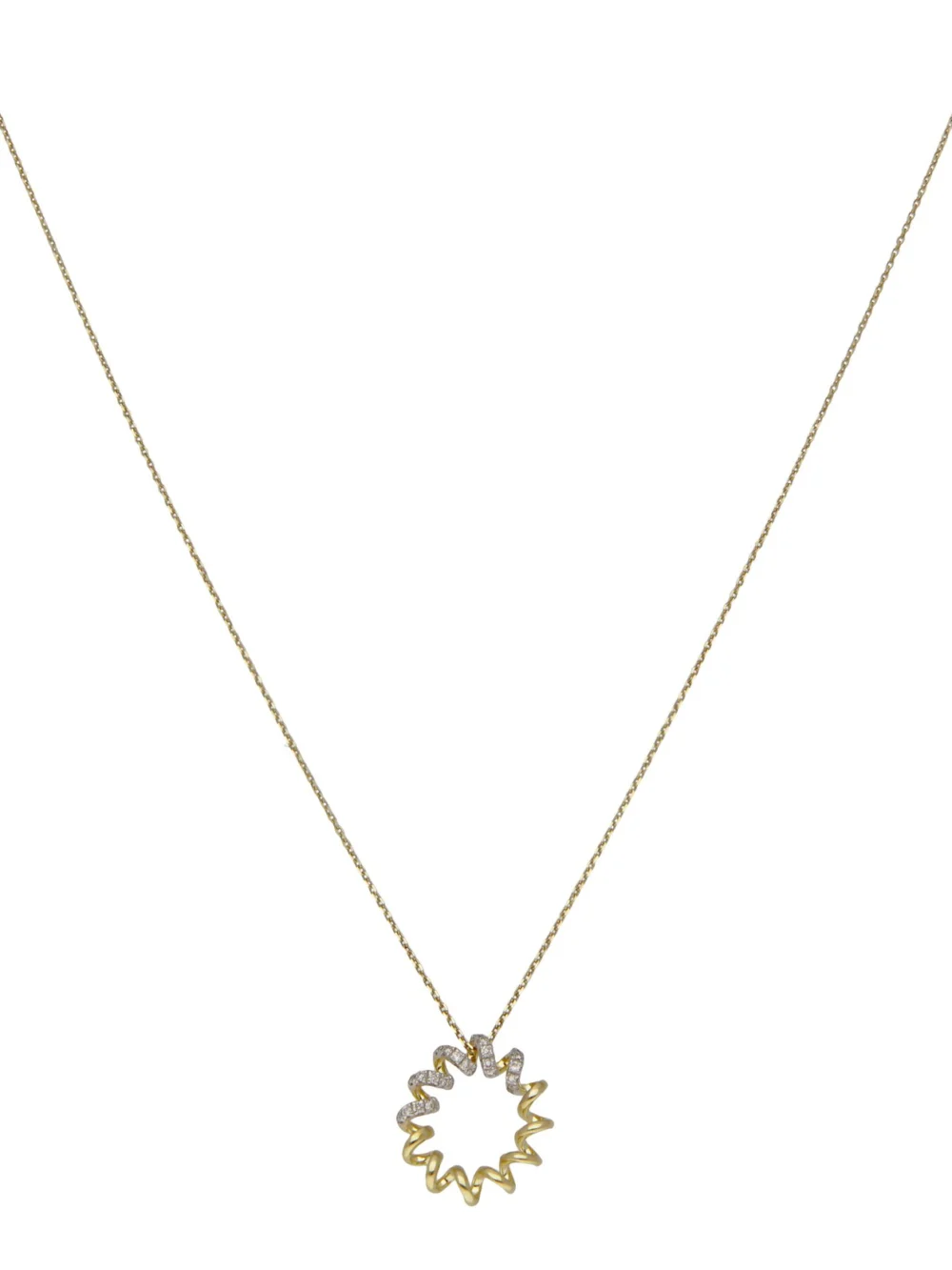William May 9ct Yellow Gold Diamond Set Spiral Circle Pendant Necklace