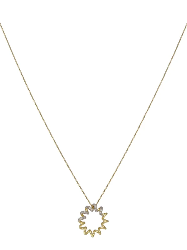 William May 9ct Yellow Gold Diamond Set Spiral Circle Pendant Necklace