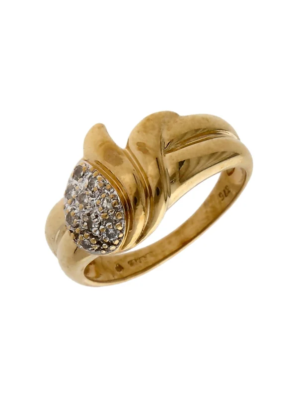 William May 9ct Yellow Gold Diamond Set Wave Dress Ring