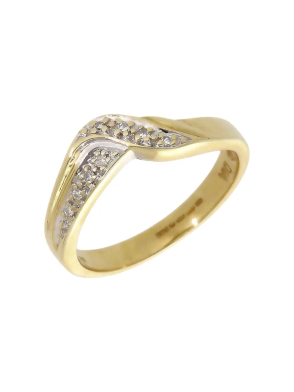William May 9ct Yellow Gold Diamond Set Wave Shaped Dress Ring