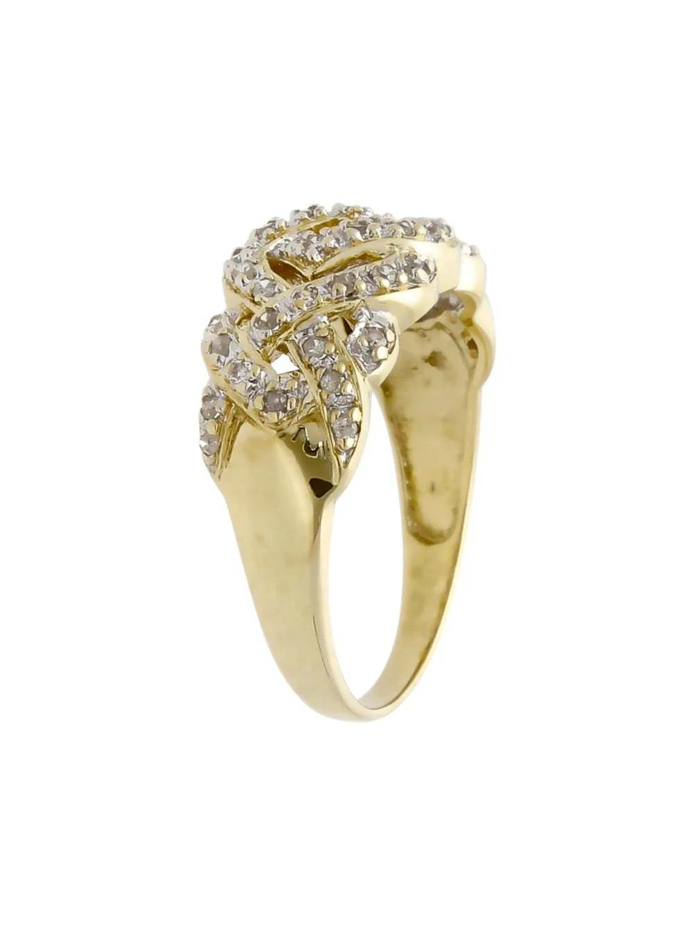 William May 9ct Yellow Gold Diamond Set Weave Dress Ring, view 2