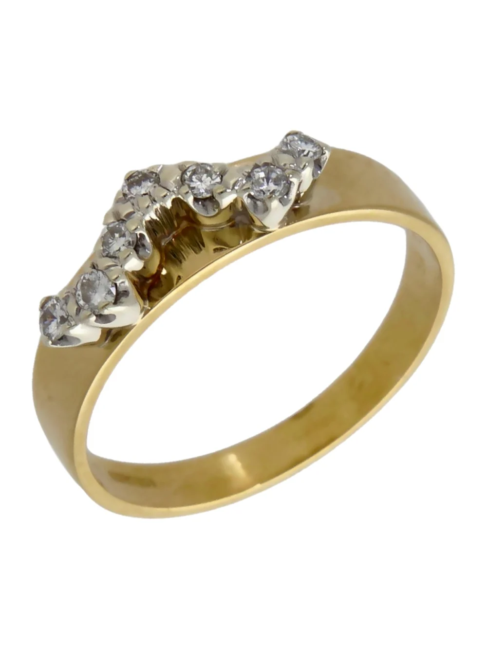 William May 9ct Yellow Gold Diamond Set Zigzag Wave Band Ring