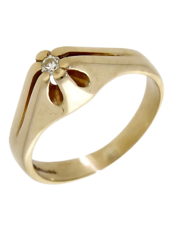 William May 9ct Yellow Gold Diamond Solitaire Set Signet Ring