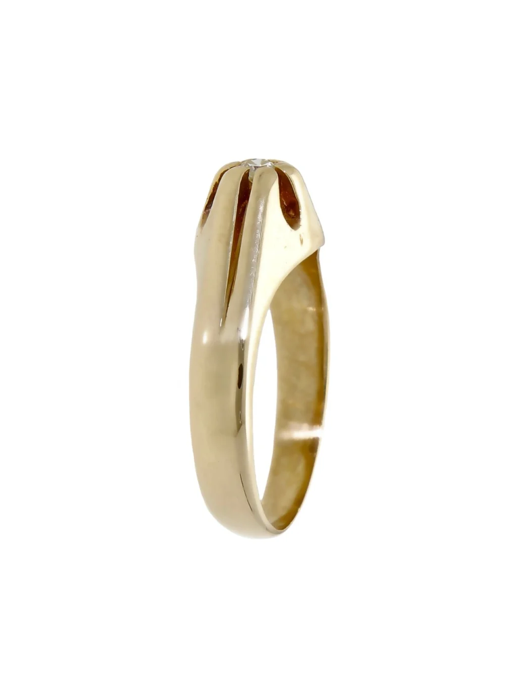 William May 9ct Yellow Gold Diamond Solitaire Set Signet Ring, view 2
