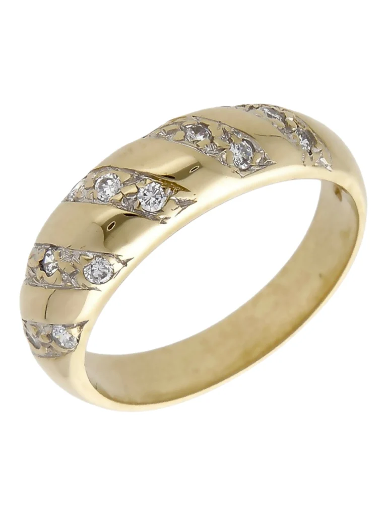 William May 9ct Yellow Gold Domed Cubic Zirconia Dress Ring