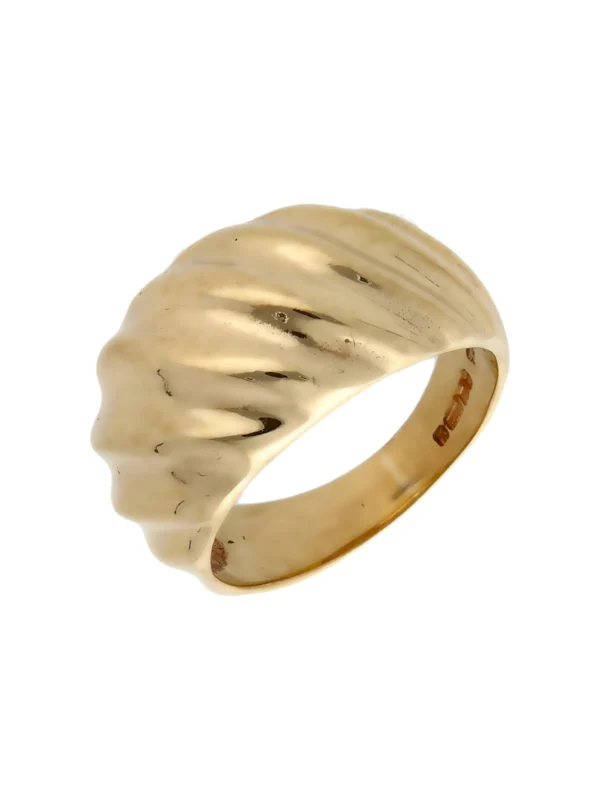 William May 9ct Yellow Gold Domed Wave Dress Ring