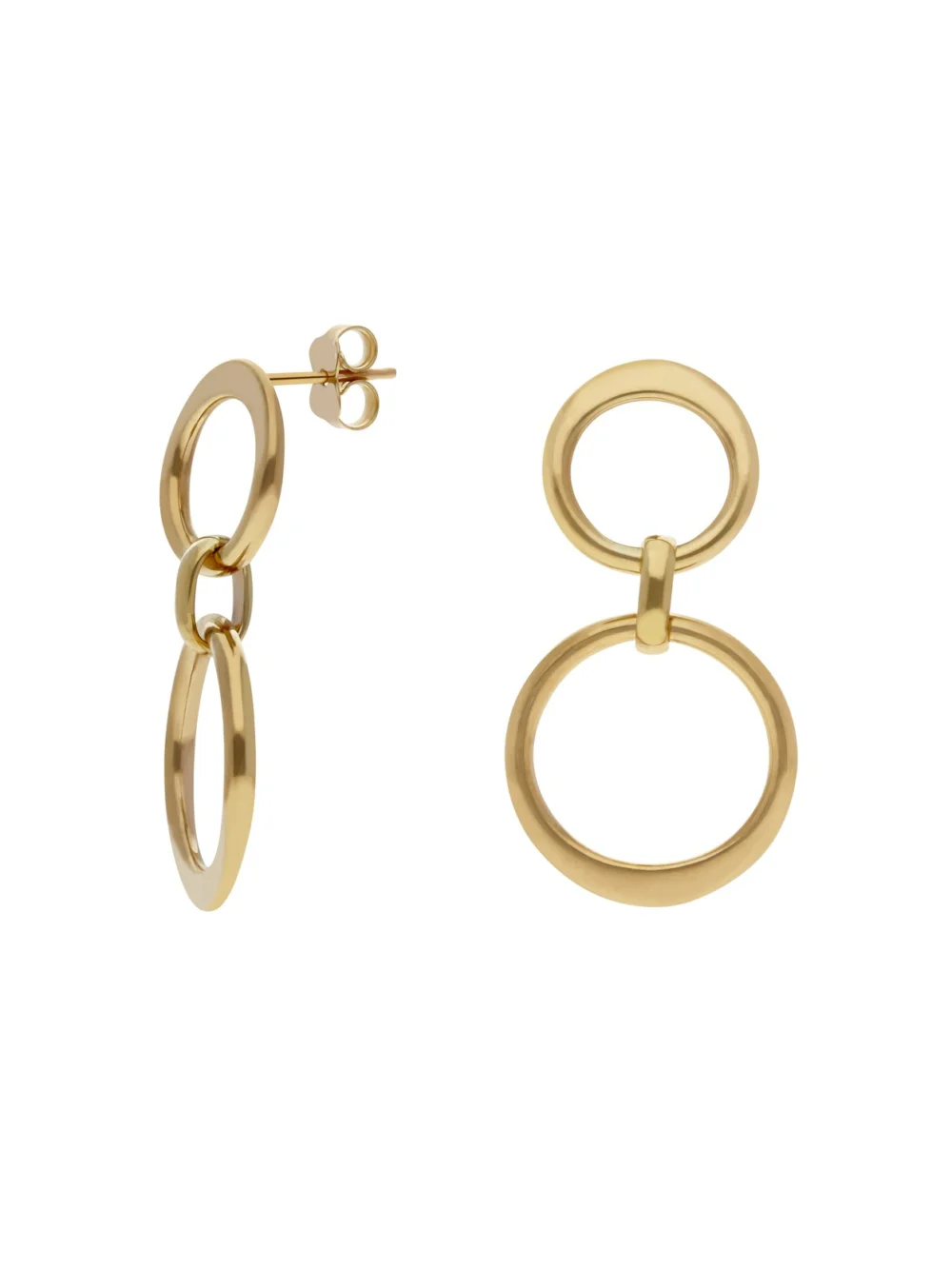 William May 9ct Yellow Gold Double Circle Drop Earrings