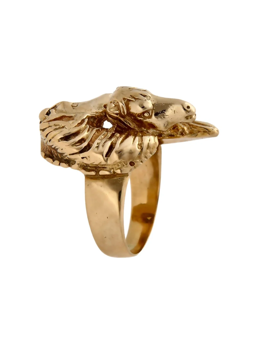 William May 9ct Yellow Gold Double Horses Head Ring, view 4