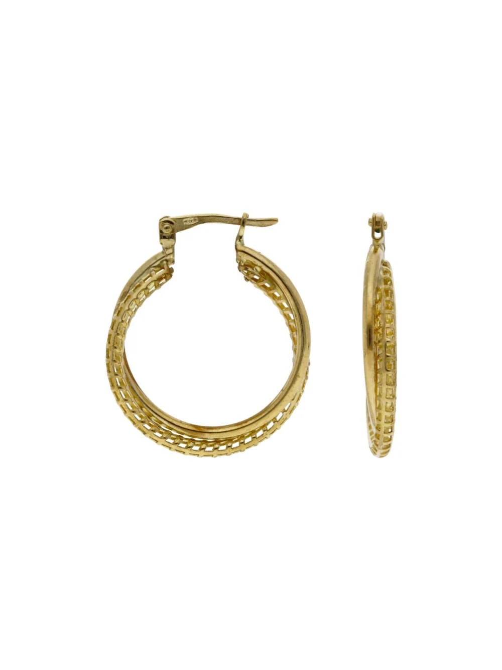 William May 9ct Yellow Gold Double Row Crossover Creole Earrings, view 2