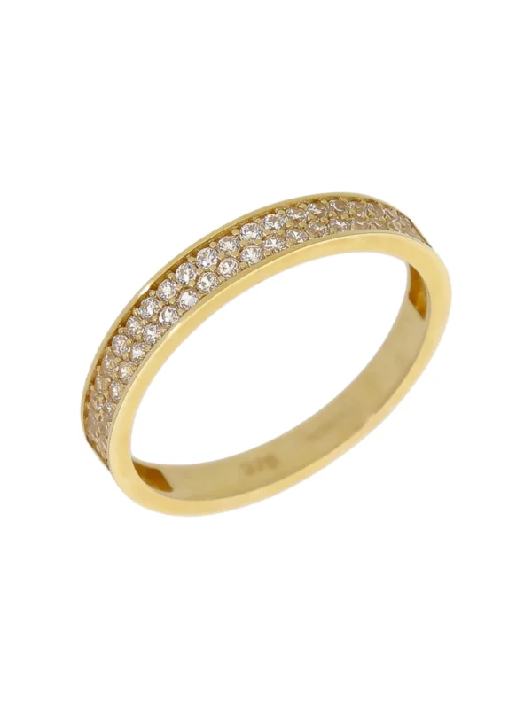 William May 9ct Yellow Gold Double Row Cubic Zirconia Half Eternity Ring
